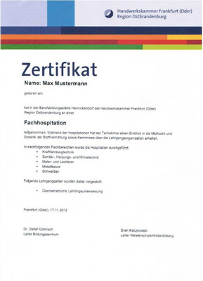 德國IHK/HWK/AHK技能證書 國際認(rèn)可的技術(shù)服務(wù)金標(biāo)準(zhǔn)